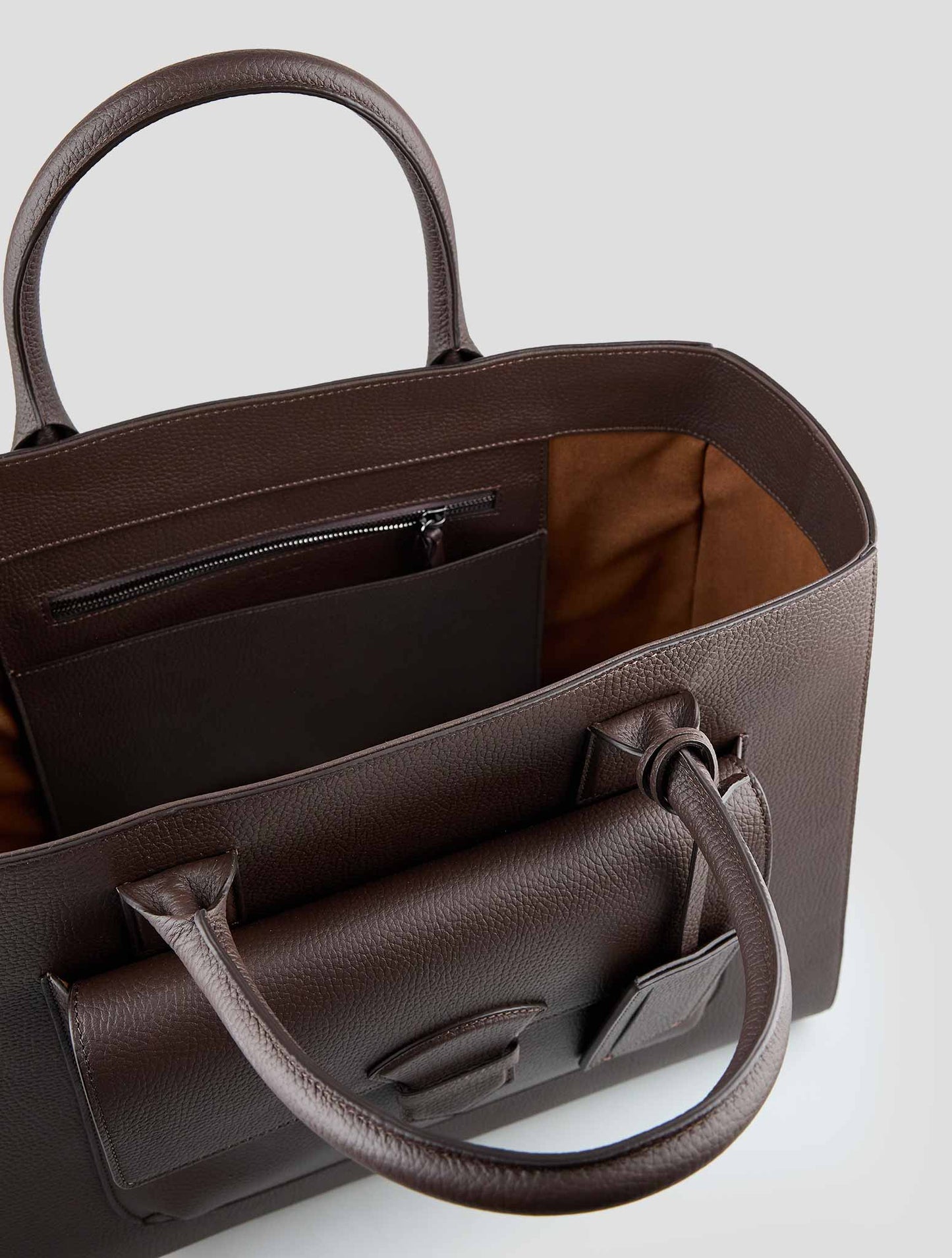 Isaia Brown Leather Tote Bag