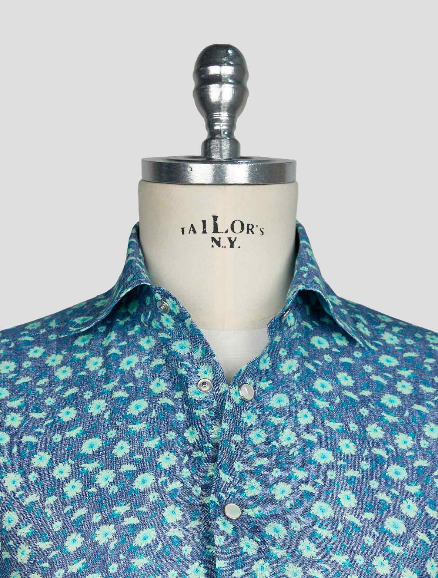 Kiton Green Blue Linen Shirt