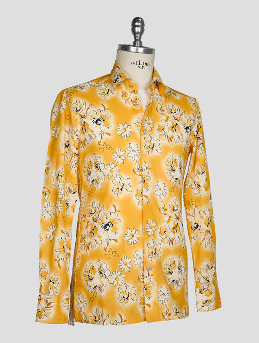Kiton Yellow White Cotton Shirt