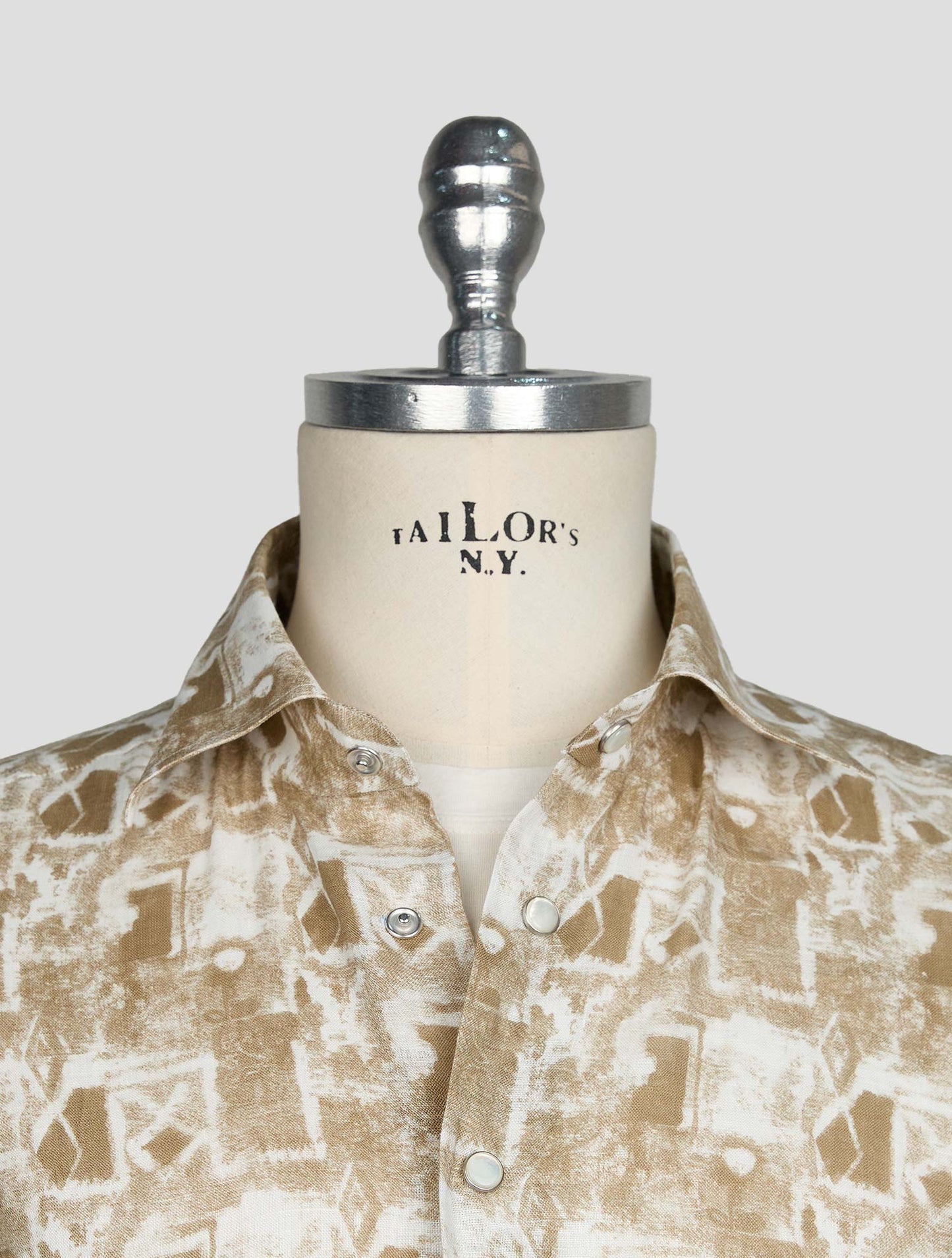 Kiton Beige White Linen Shirt