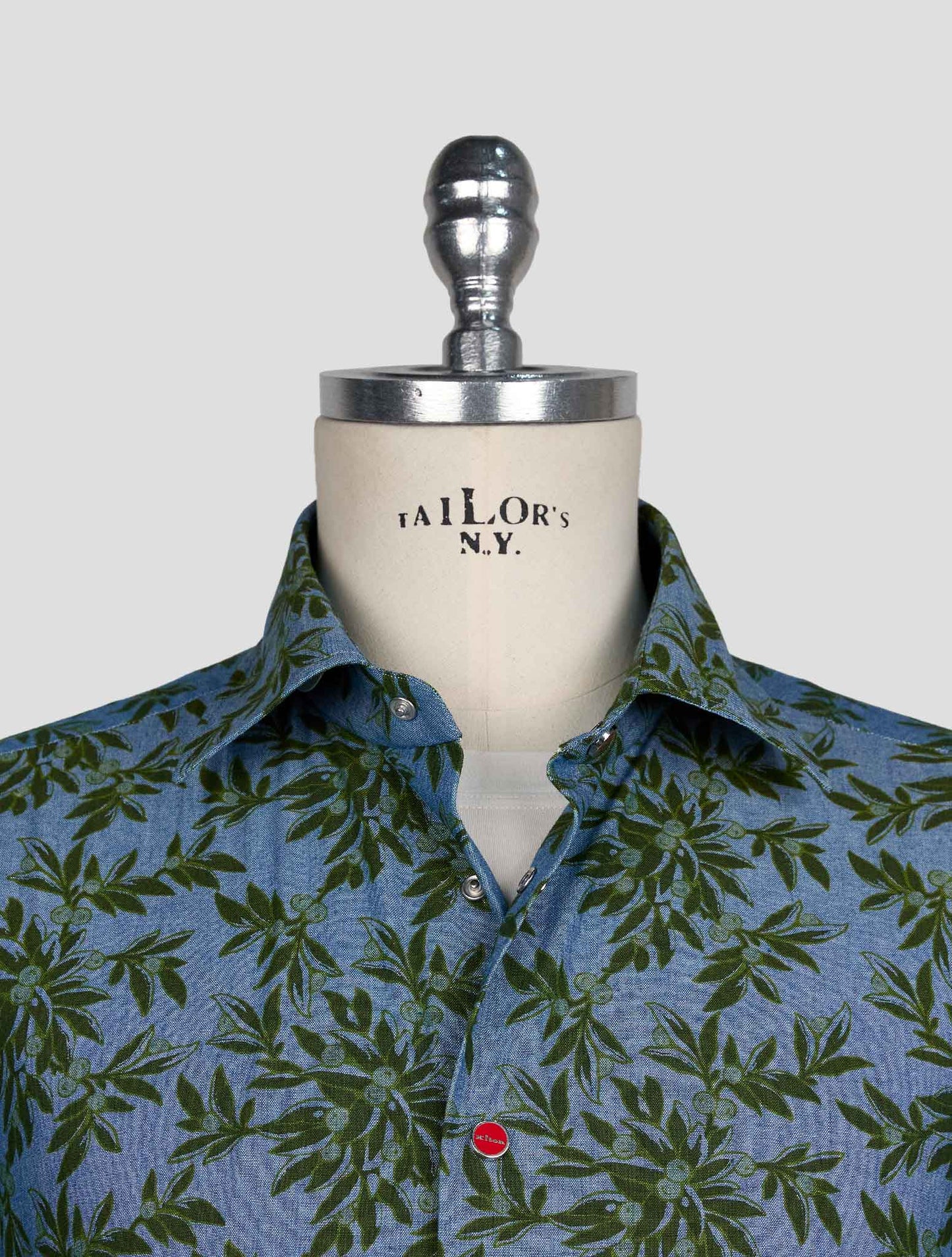 Kiton Light Blue Green Cotton Shirt