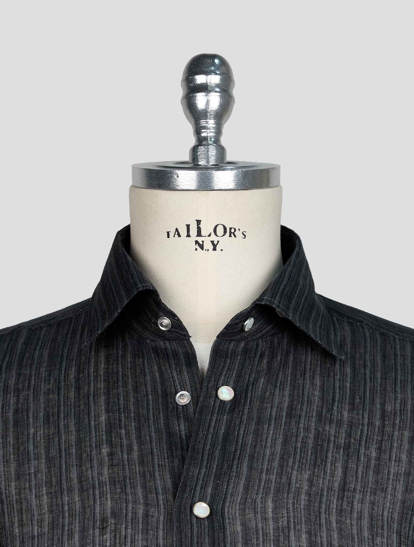 KITON GRAY LINEN SHIRT