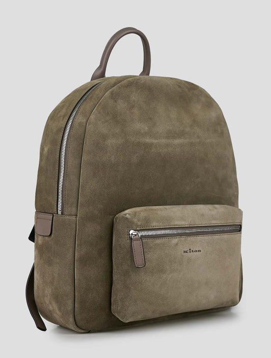 Kiton Beige Leather Suede Backpack