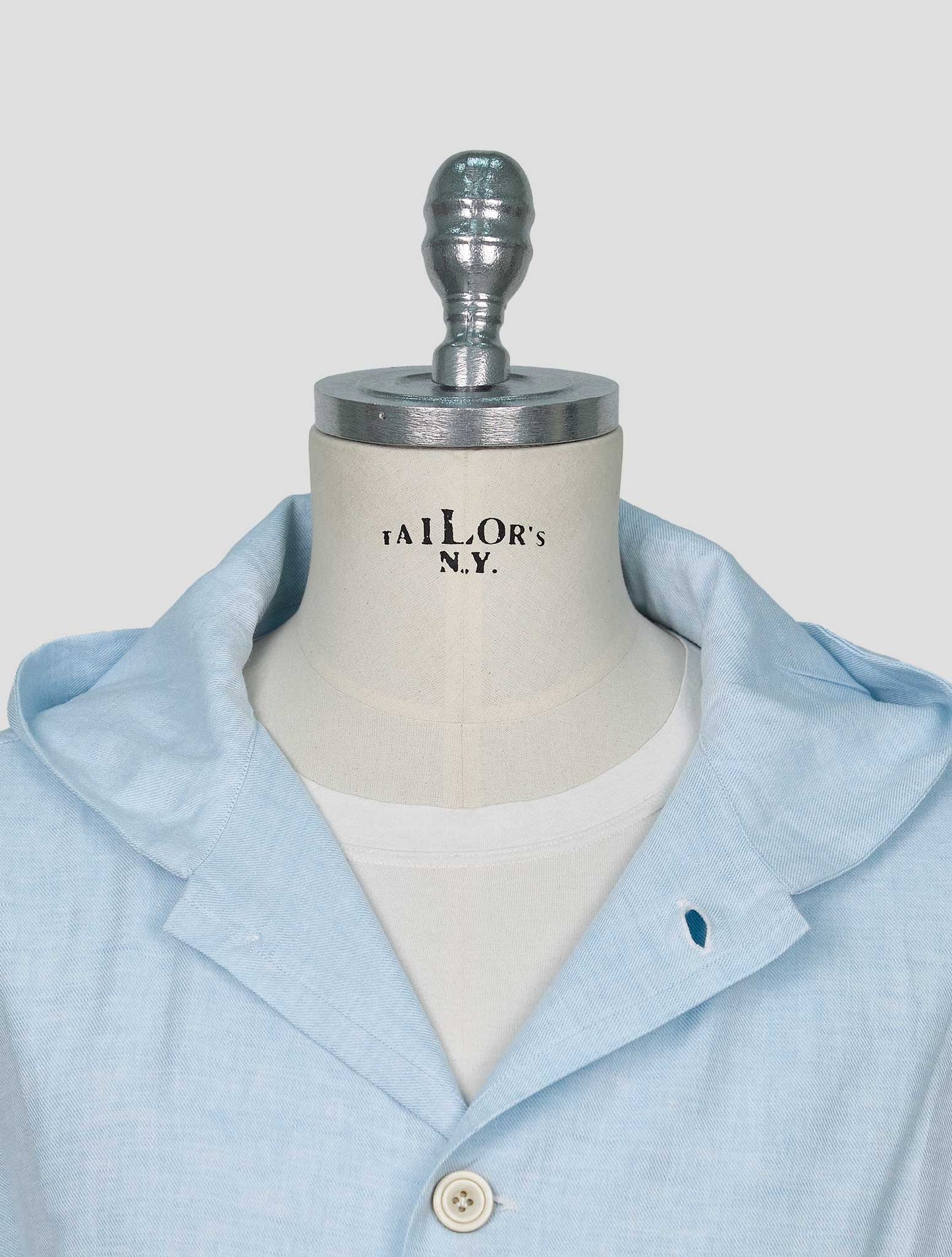 Kiton Light Blue Cotton Linen Hemp Overshirt Luca