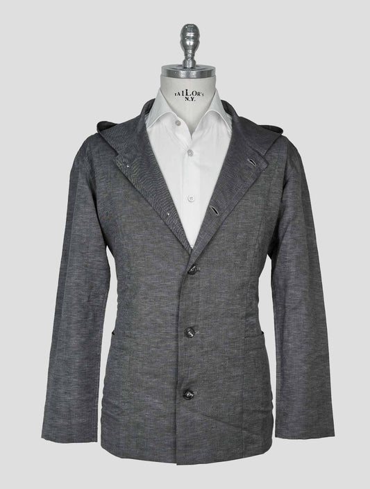 Kiton Gray Linen Cotton Shirt Luca