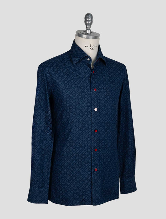 Kiton Blue Cotton Shirt