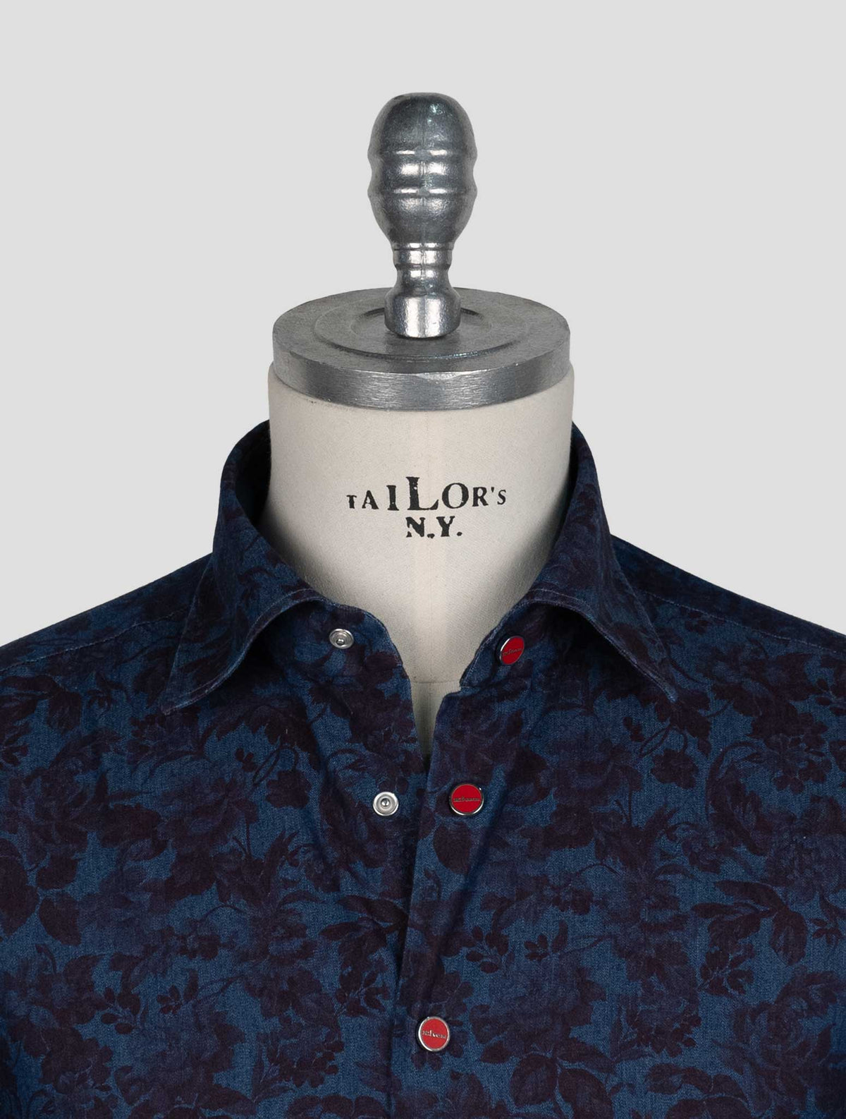Kiton Blue Burgundy Cotton Shirt