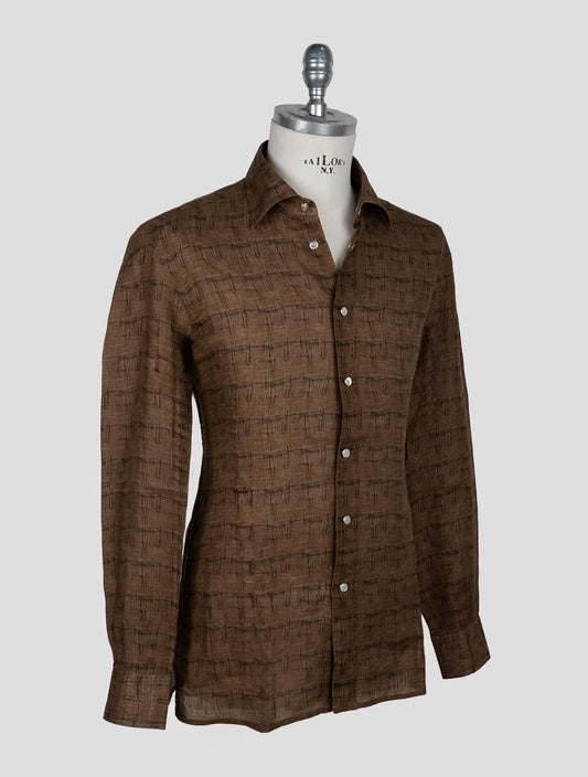 Kiton Brown Linen Shirt