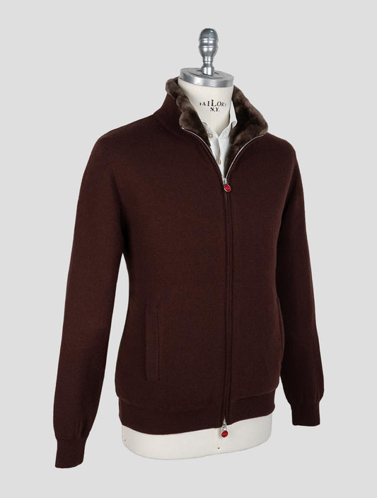 Kiton Burgundy Cashmere Sheepskin fur Coat