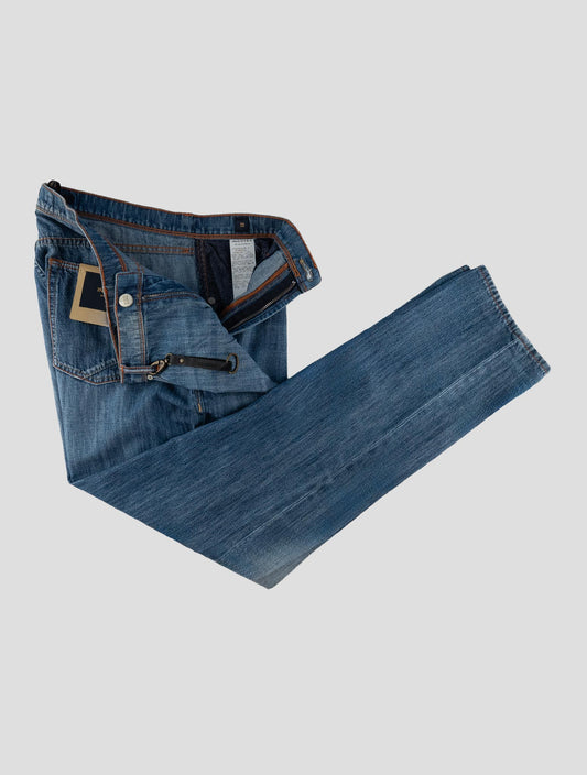 Incotex Blue Cotton Linen Jeans