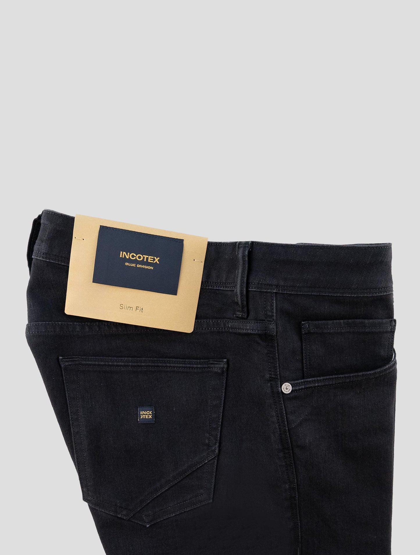 Incotex Black Cotton Pl Ea Jeans