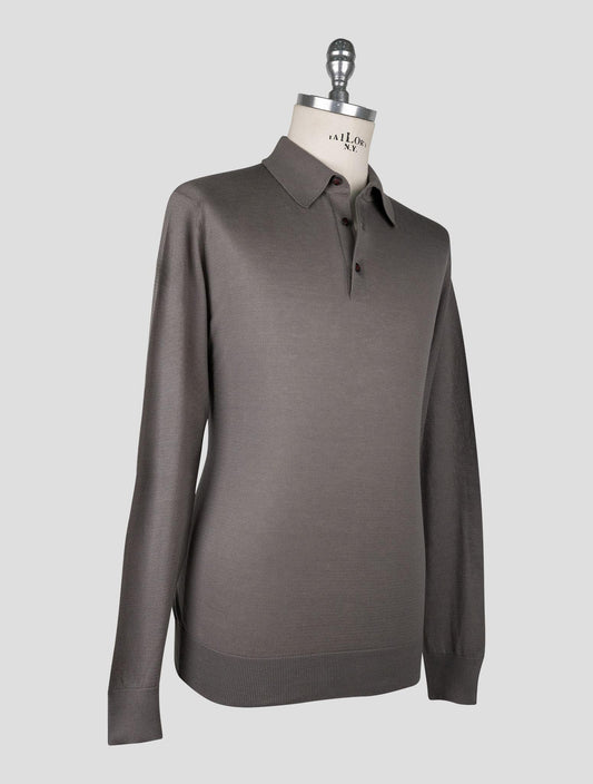 Kiton Brown Cotton Sweater Polo