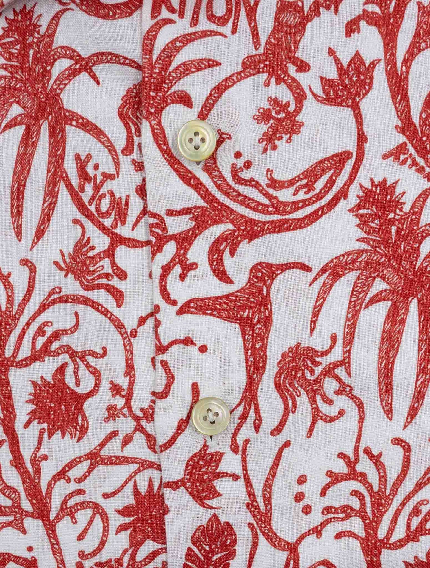 Kiton Red White Linen Shirt