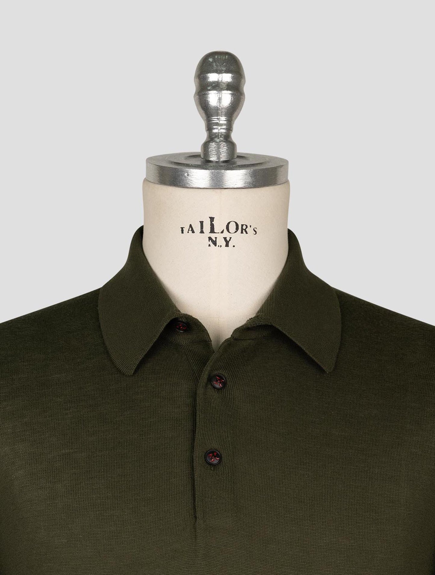 Kiton Dark Green Cotton Sweater Polo