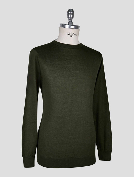 Kiton Dark Green Cotton T-shirt Long Sleeve