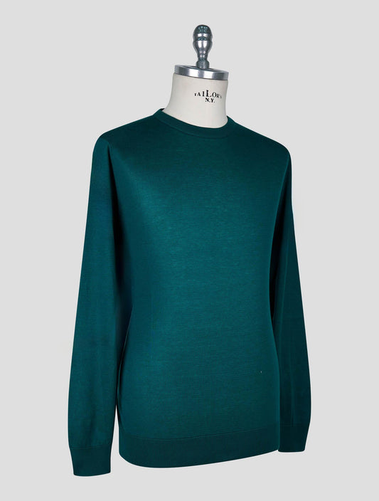 Kiton Dark Green Cotton T-shirt Long Sleeve