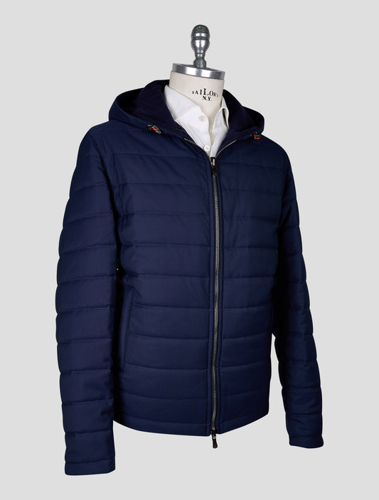 Isaia Blue Wool Pa Silk Ea Coat Reverse