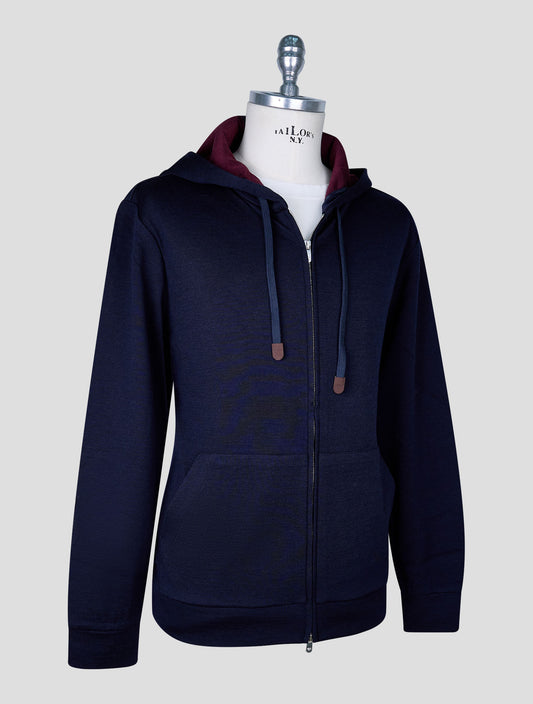 Marco Pescarolo Blue Virgin Wool Pa Sweater Hoodie Full Zip