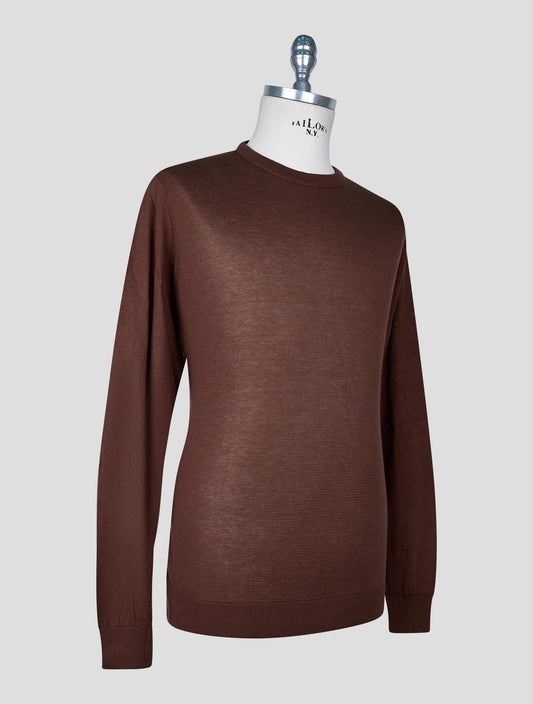 Kiton Brown Cotton T-shirt Long Sleeve