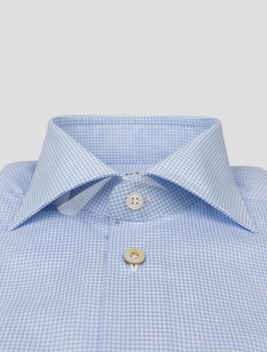 Kiton Light Blue White Cotton Shirt