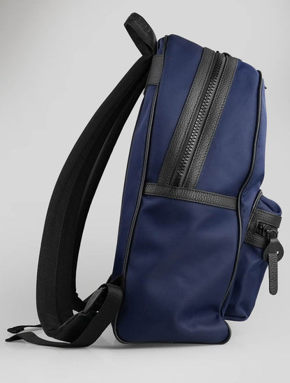 Kiton Blue Pa Cotton Leather Backpack