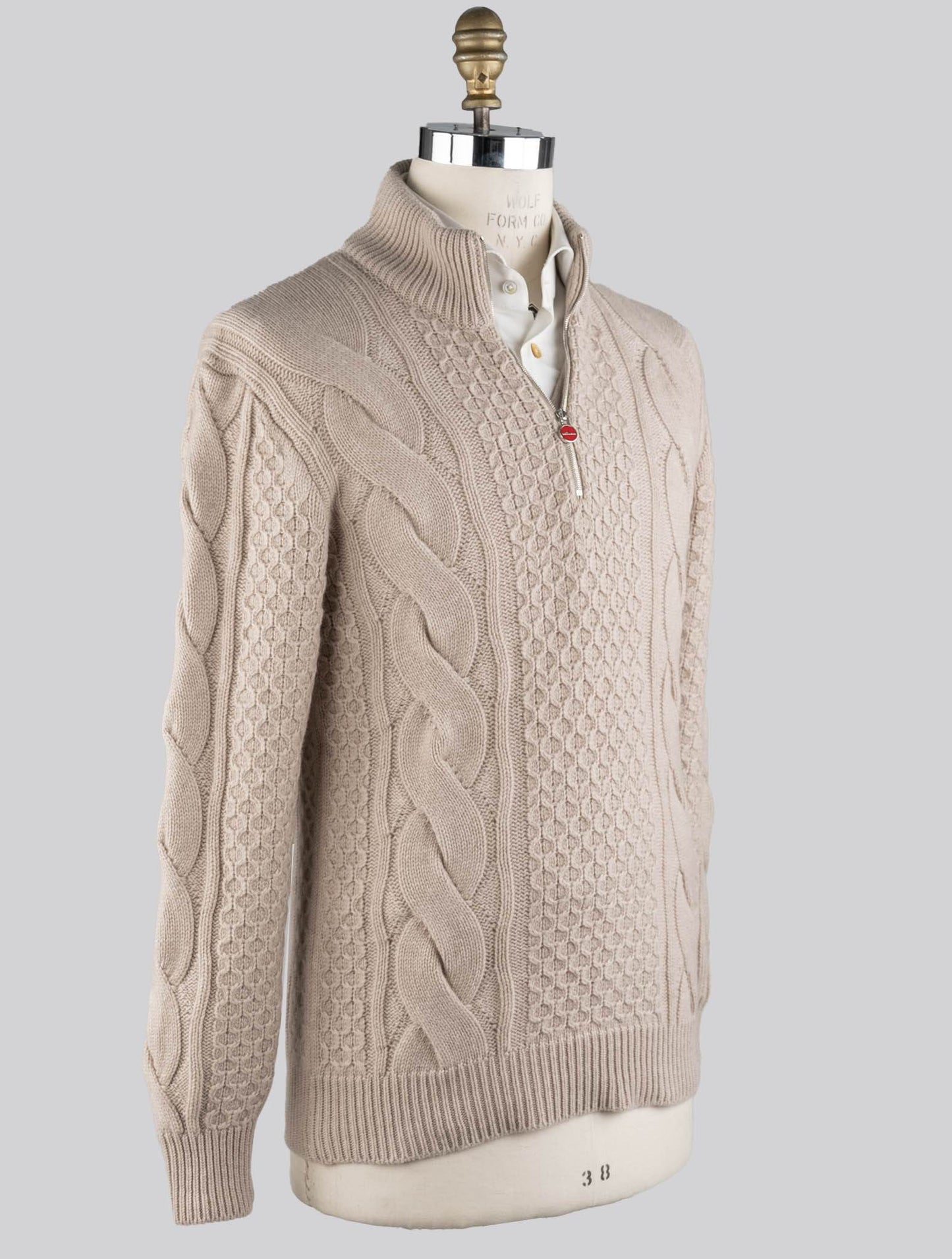 Kiton Beige Cashmere Sweater Half Zip