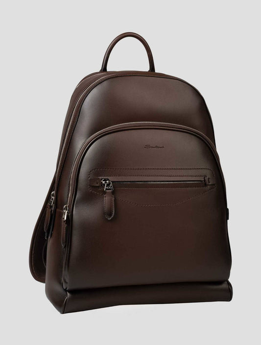 Santoni Brown Leather BackPack