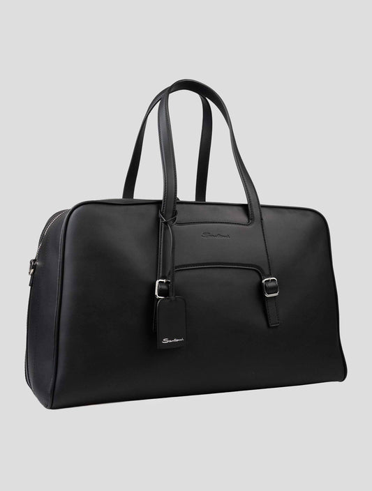 Santoni Black Leather Travelbag
