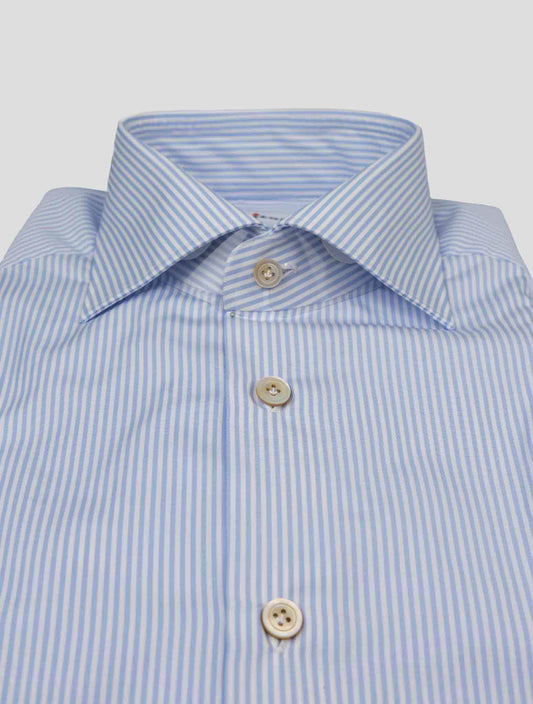 Kiton Light Blue White Cotton Shirt
