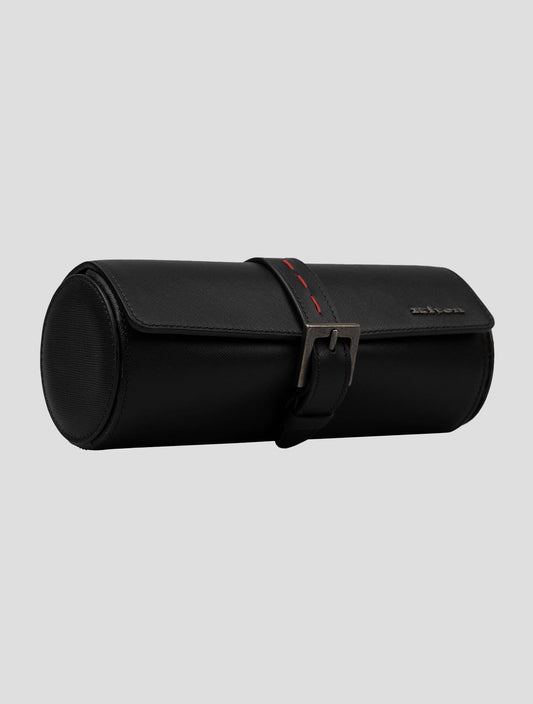 Kiton Black Leather Watch Holder - Premium Italian Craftsmanship