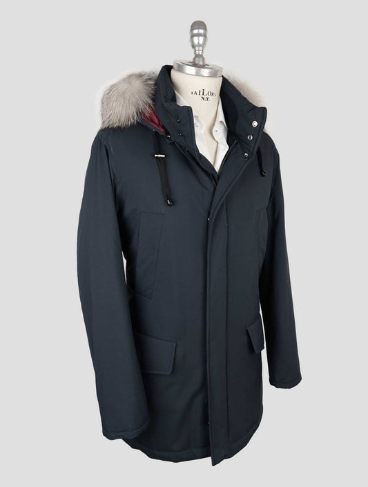 Sartorio Napoli Blue Pl Fox Hoodie Overcoat