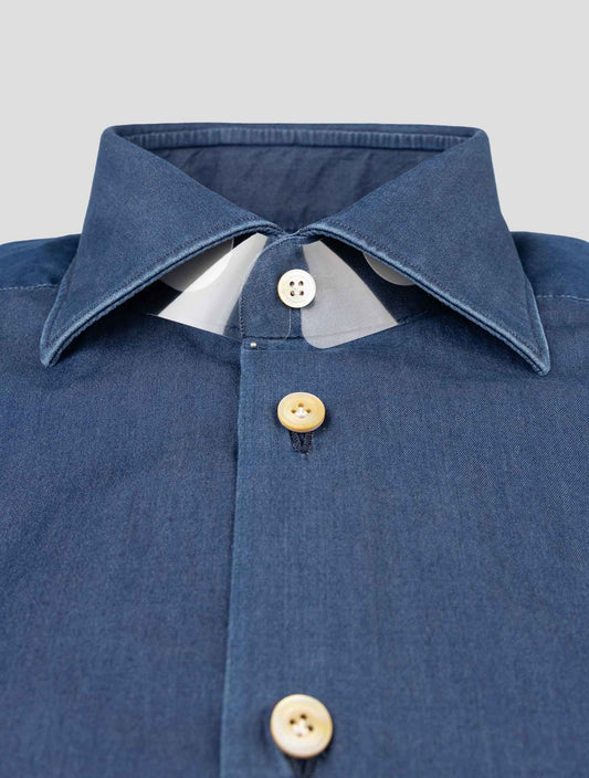 Kiton Blue Cotton Shirt