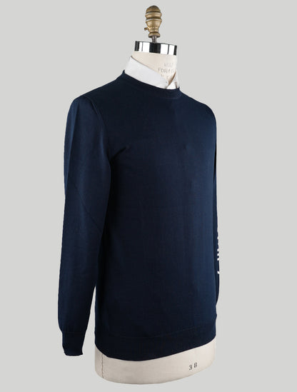 Kiton Blue Cotton Sweater Crewneck