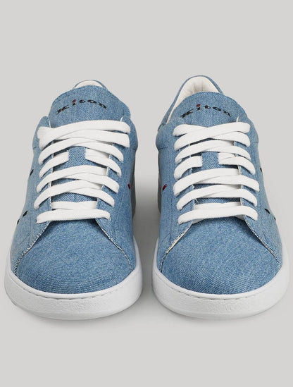 Kiton Light Blue Cotton Sneakers