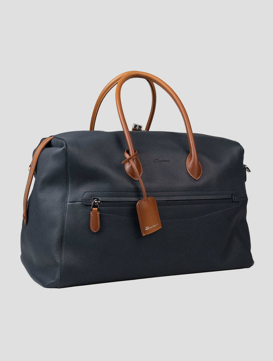 Santoni Blue Leather Travelbag