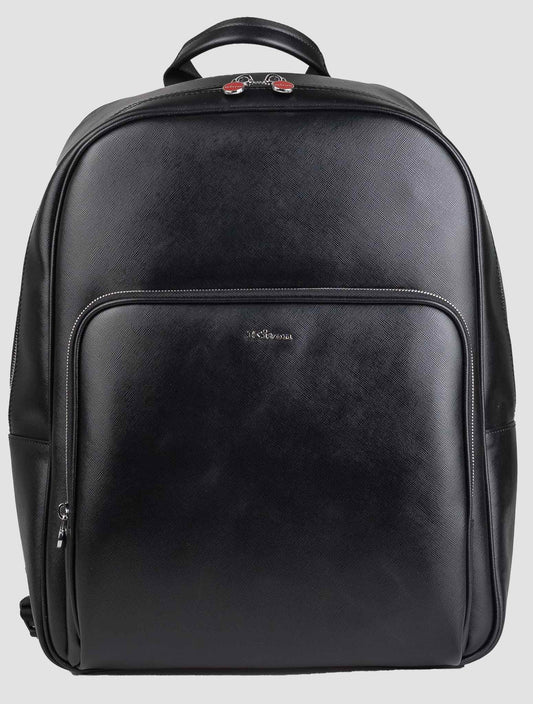 Kiton Black Leather Calf Backpack
