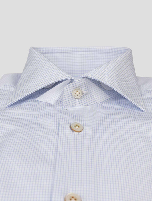 Kiton Light Blue White Cotton Shirt