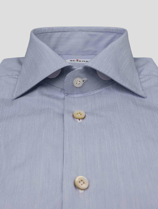 Kiton Light Blue White Cotton Shirt