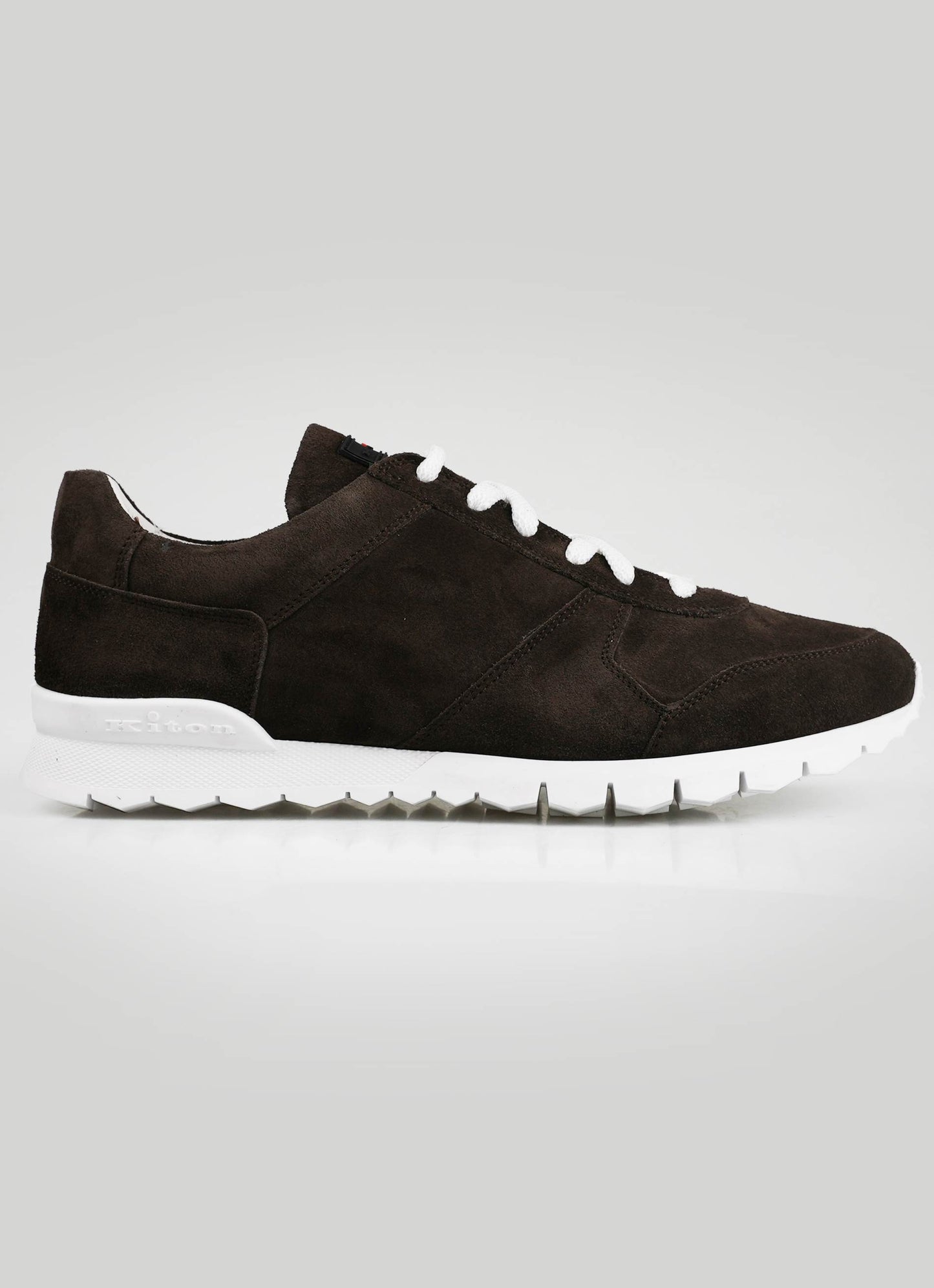Kiton Dark Brown Leather Suede Sneakers