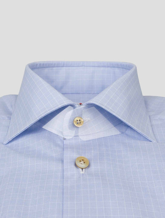 Kiton Light Blue White Cotton Shirt
