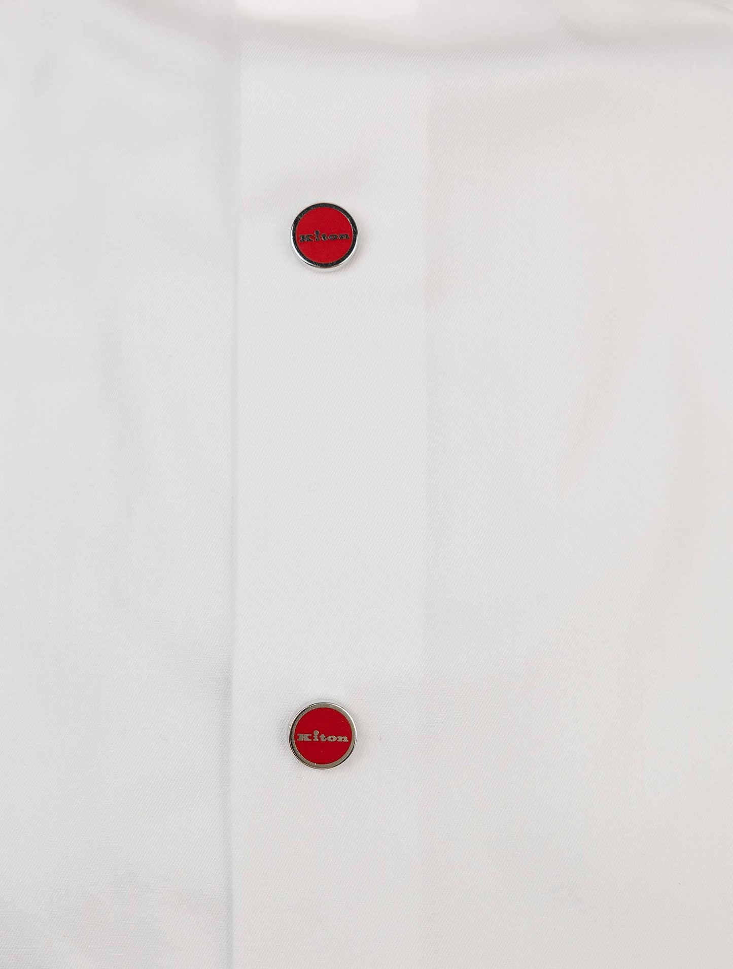 Kiton white cotton shirt with a classic collar and long sleeves, available in multiple sizes.