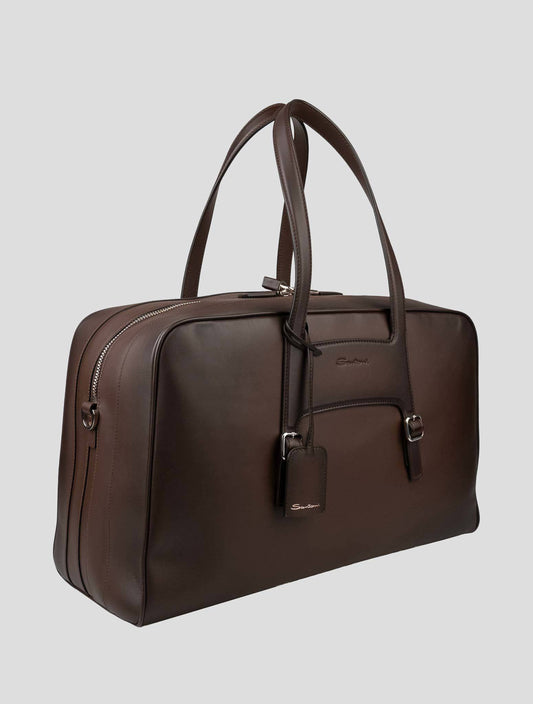 Santoni Brown Leather Travelbag