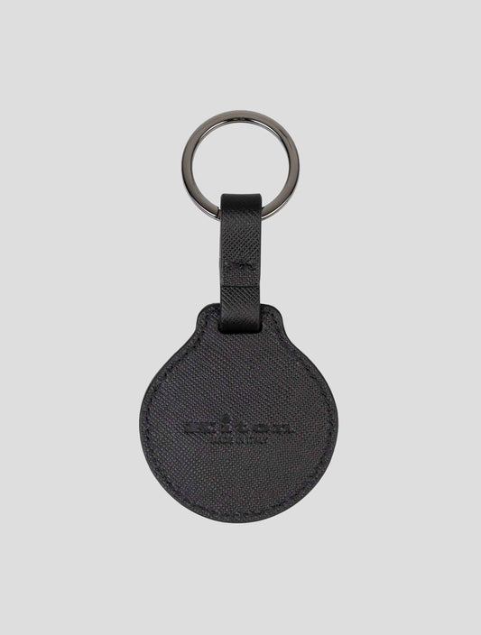 Kiton Black Leather Keychain - Premium Italian Handmade