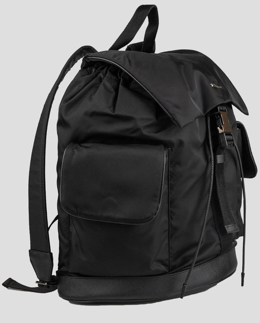 Kiton black ergonomic backpack made of luxury PA material for men, featuring sleek executive style design.