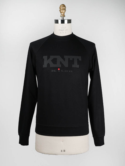 KNT Kiton Black Viscose Ea Sweater Crewneck