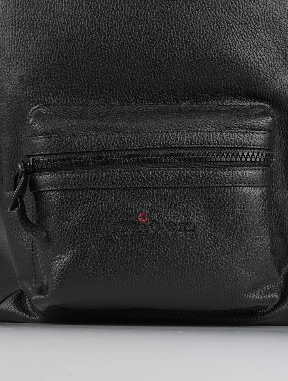 Kiton Black Leather Backpack