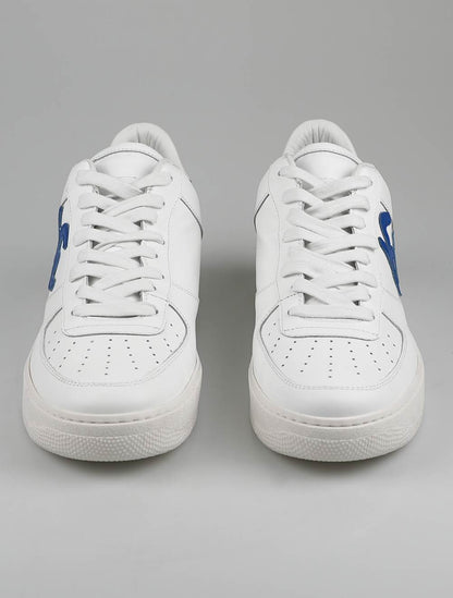 KNT Kiton White Blue Leather Sneakers