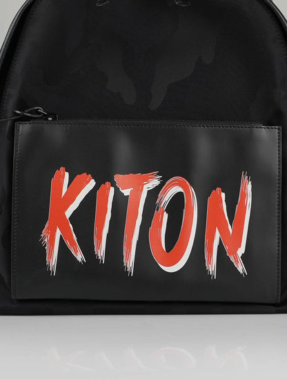 Kiton Black Pa Pl Leather Crocodile Backpack