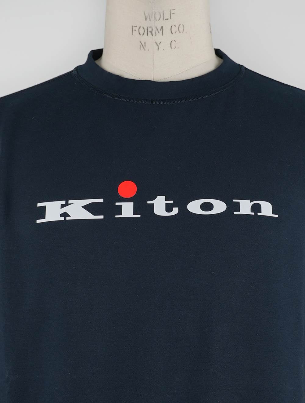 Kiton Blue Cotton Ea Sweater Crewneck