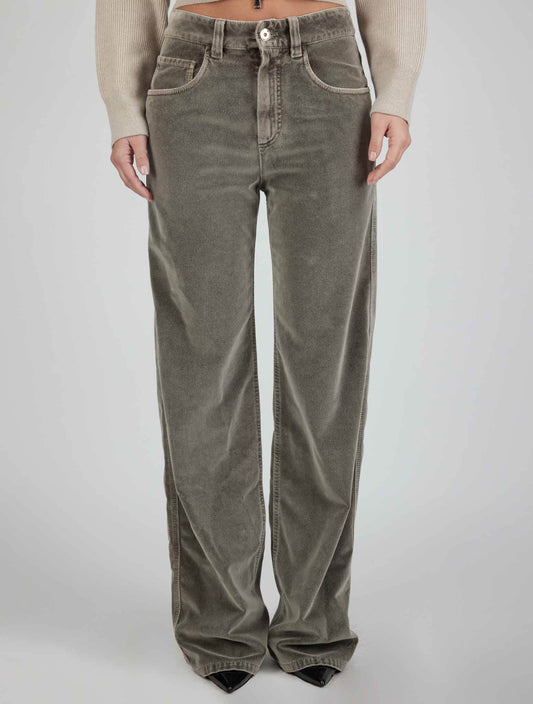Brunello Cucinelli Taupe Algodón Jeans Mujer